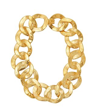 Kenneth Jay Lane + Hammered Gold-Tone Chain Necklace