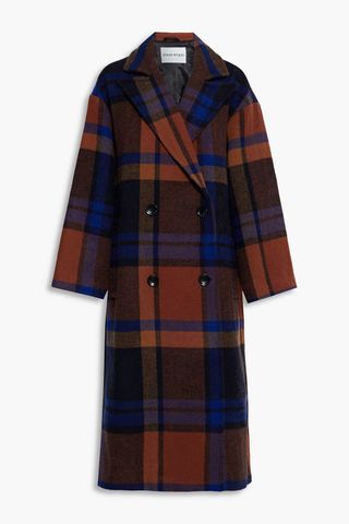 Stand Studio + Signe Oversized Double-Breasted Checked Wool-Blend Felt Coat