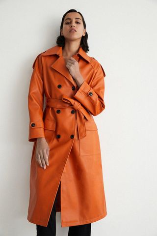 Warehouse + Faux Leather Trench