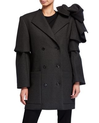 Nina Ricci + Wool-Cashmere Bowed-Shoulder Coat