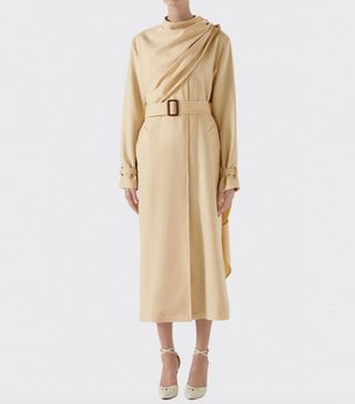 Gucci + Wool Coat With Draped Scarf