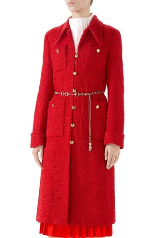 Gucci + Belted Tweed Coat