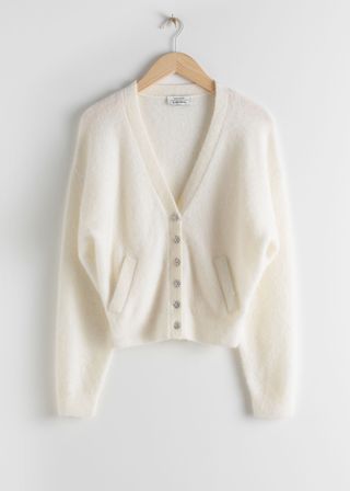& Other Stories + Crystal Flower Button Wool Cardigan