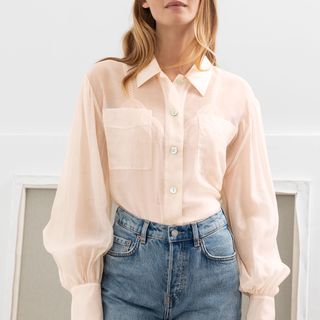 & Other Stories + Flowy Puff Sleeve Button-Up Shirt
