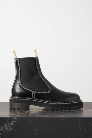 Proenza Schouler + Topstitched Leather Chelsea Boots