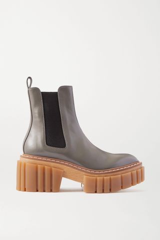 Stella McCartney + Emilie Vegetarian Leather Platform Chelsea Boots
