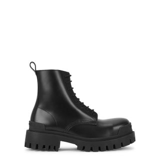 Balenciaga + Strike Black Leather Ankle Boots