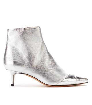 Isabel Marant + Durfee Metallic Low Heel Ankle Boots in Silver