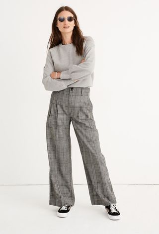 Madewell + Pleated Wide-Leg Pants in Plaid