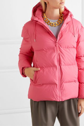 Rains + Hooded Quilted Matte-PU Jacket