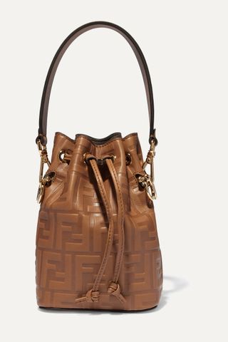 Fendi + Mon Trésor Mini Embossed Leather Bucket Bag