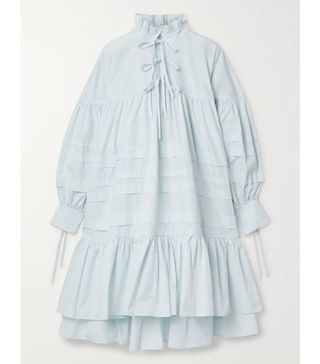 Cecilie Bahnsen + Macy Oversized Ruffled Pintucked Cotton-Poplin Dress