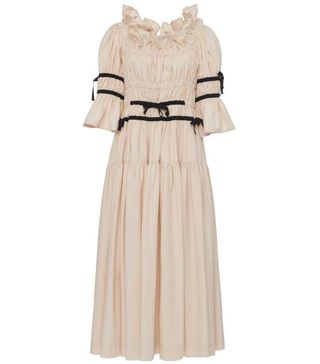 Molly Goddard + Tolley Ribbon-Detailed Smocked Cotton Midi Dress