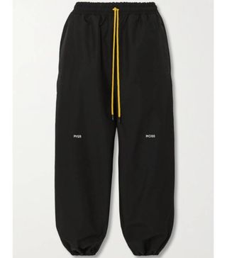 Pyer Moss + Cropped Embroidered Shell Track Pants