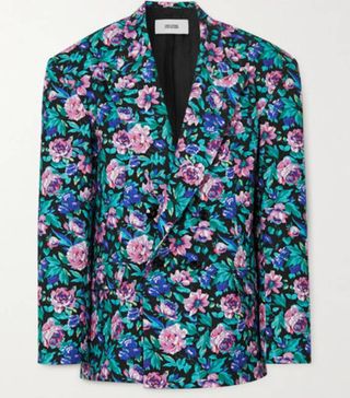 Christopher John Rogers + Double-Breasted Floral-Print Cotton Jacket