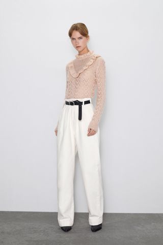 Zara + Ruffled Knit Sweater