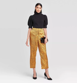 Who What Wear x Target + Animal Print Mid-Rise Cropped Trouser