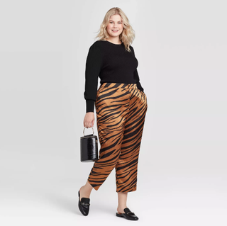 Who What Wear x Target + Animal Print Mid-Rise Skinny Silky Cropped Trouser