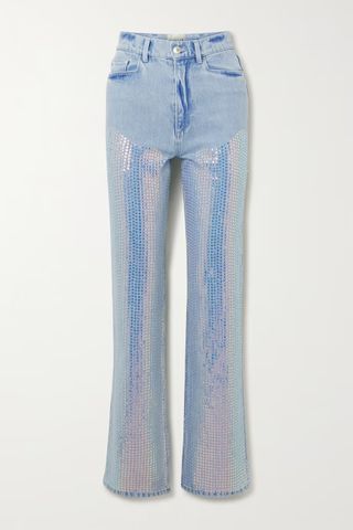 Wandler + + Net Sustain Rose Sequined High-Rise Straight-Leg Organic Jeans