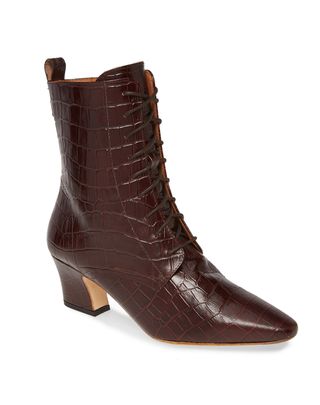 Miista + Zelie Croc-Embossed Boots