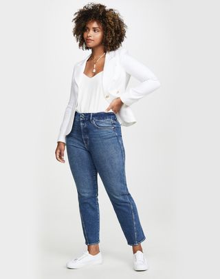 Good American + Good Straight Twisted Seam Jeans
