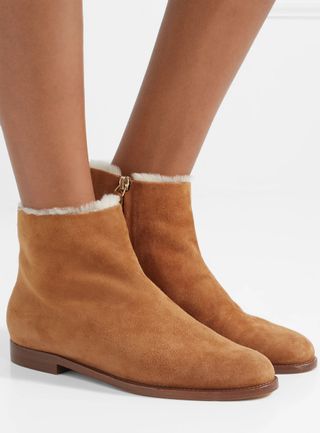 Mansur Gavriel + Shearling Lined Suede Ankle Boots