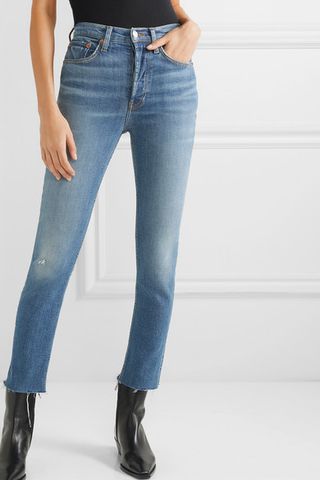 Re/Done + Originals High-Rise Ankle Crop Distressed Skinny Jeans