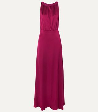 Vanessa Cocchiaro + The Anne-Josèphe Hammered-Satin Halterneck Maxi Dress