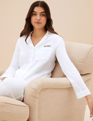 M&S Collection + Personalised Women's Muslin Pyjama Set