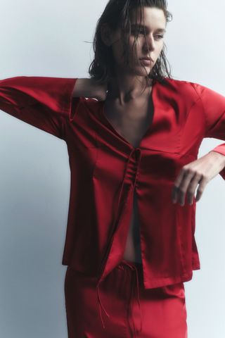 Zara + Satin Pyjama Blouse