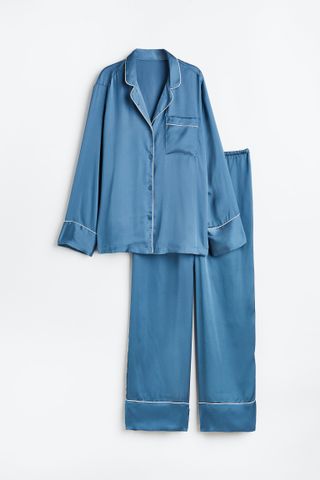 H&M + Satin Pyjama Shirt and Bottom Set