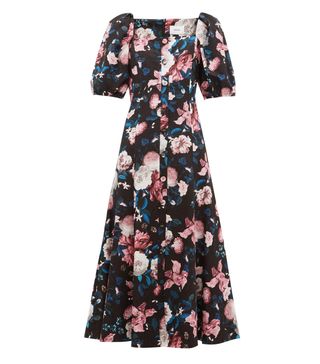 Erdem + Mariona Floral-Jacquard Cotton-Blend Midi Dress