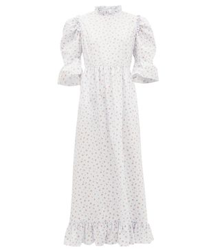 Batsheva + Kate Floral and Stripe-Print Ruffled Cotton Dress