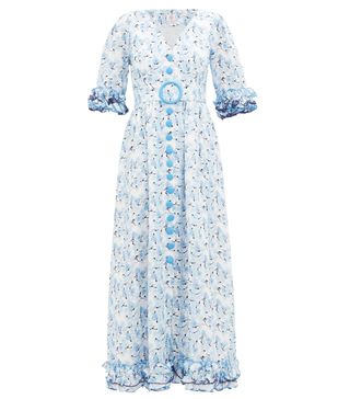 Gül Hürgel + Belted Floral-Print Linen Dress