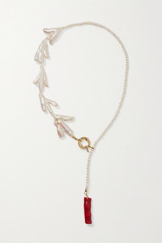 éliou + Bari Gold-Plated, Pearl and Bamboo Necklace