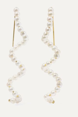 Poppy Finch + Gold Pearl Earrings