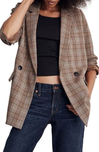 Madewell + Caldwell Plaid Double Breasted Blazer