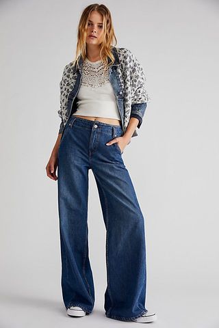 We the Free + Harlow Mid-Rise Wide-Leg Jeans