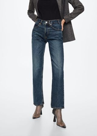 Mango + Buttons Straight Jeans -