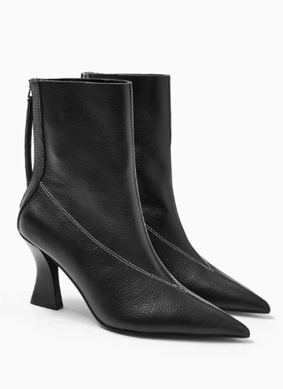 Topshop + Mara Leather Black Point Boots