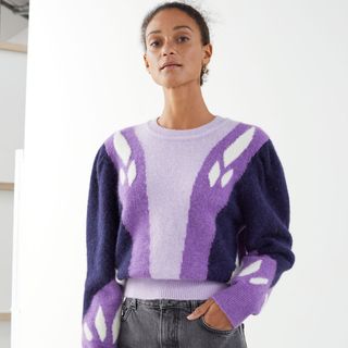 & Other Stories + Color Block Puff Shoulder Sweater