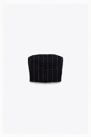 Zara + beaded strapless top