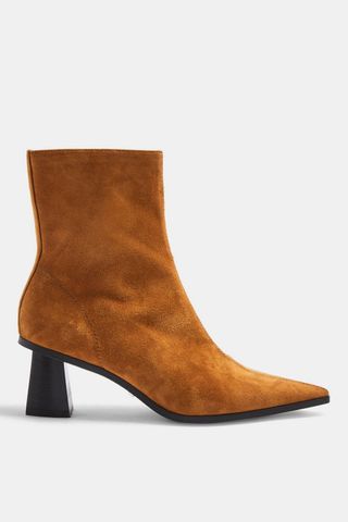 Topshop + Maile Leather Tan Point Boots