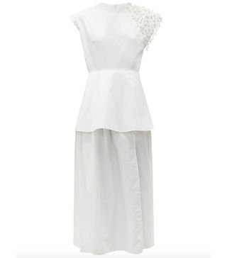 Christopher Kane + Pearl-Embellished Cotton-Poplin Dress