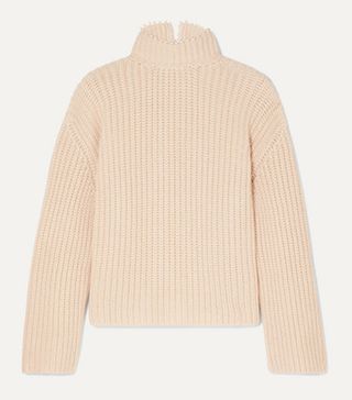Loewe + Faux Pearl-Embellished Open-Back Cashmere Sweater