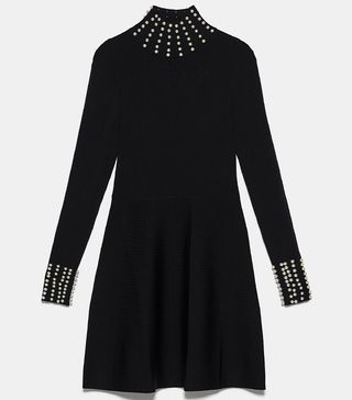 Zara + Knit Dress with Faux Pearls