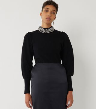 Warehouse + Pearl Puff Sleeve Jumper