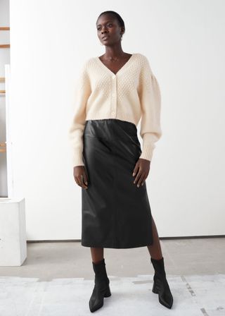 & Other Stories + Front Slit Leather Midi Skirt