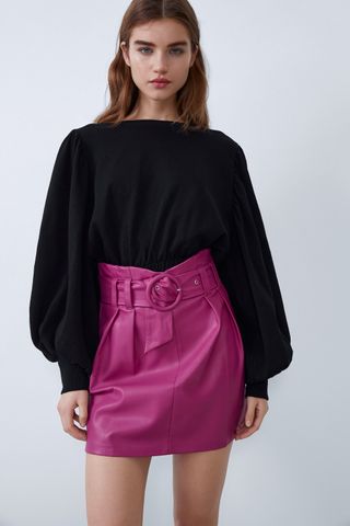 Zara + Faux Leather Mini Skirt