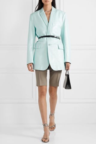 Tibi + Oversized Glossed-Leather Blazer